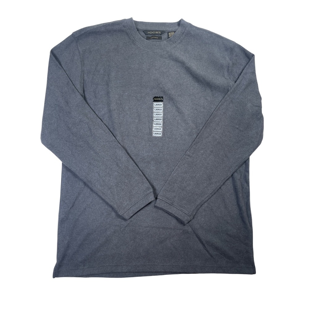 AXIST Surf Soft Thermal Shirt Men's Large Slate Blue Crew Neck Waffle Knit